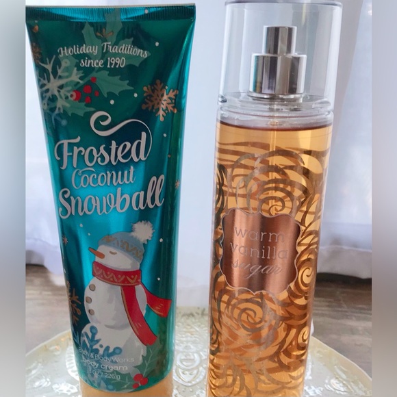Unused Bath Body Works Frosted Coconut Snowball Lotion Warm Vanilla Sugar Spray - Picture 2 of 8